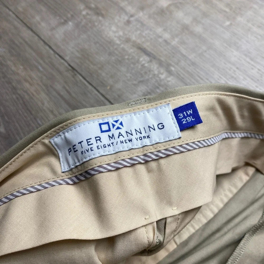 Peter Manning Pants Mens 31W 29L Tan Khaki Chino Cotton Twill Trousers‎